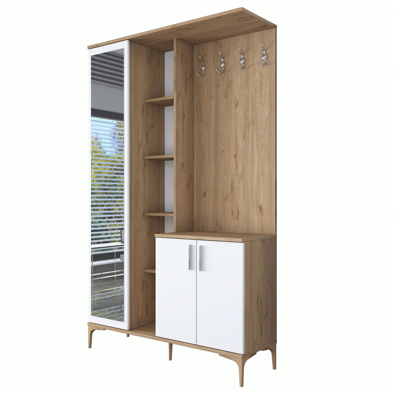 Cuier de perete, Rani, EA109, 120x198.6x37.5 cm, PAL, Nuc/Alb