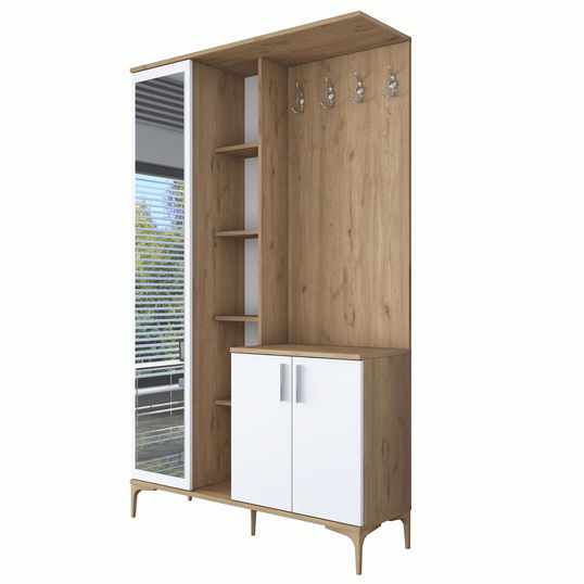 Cuier de perete, Rani, EA109, 120x198.6x37.5 cm, PAL, Nuc/Alb
