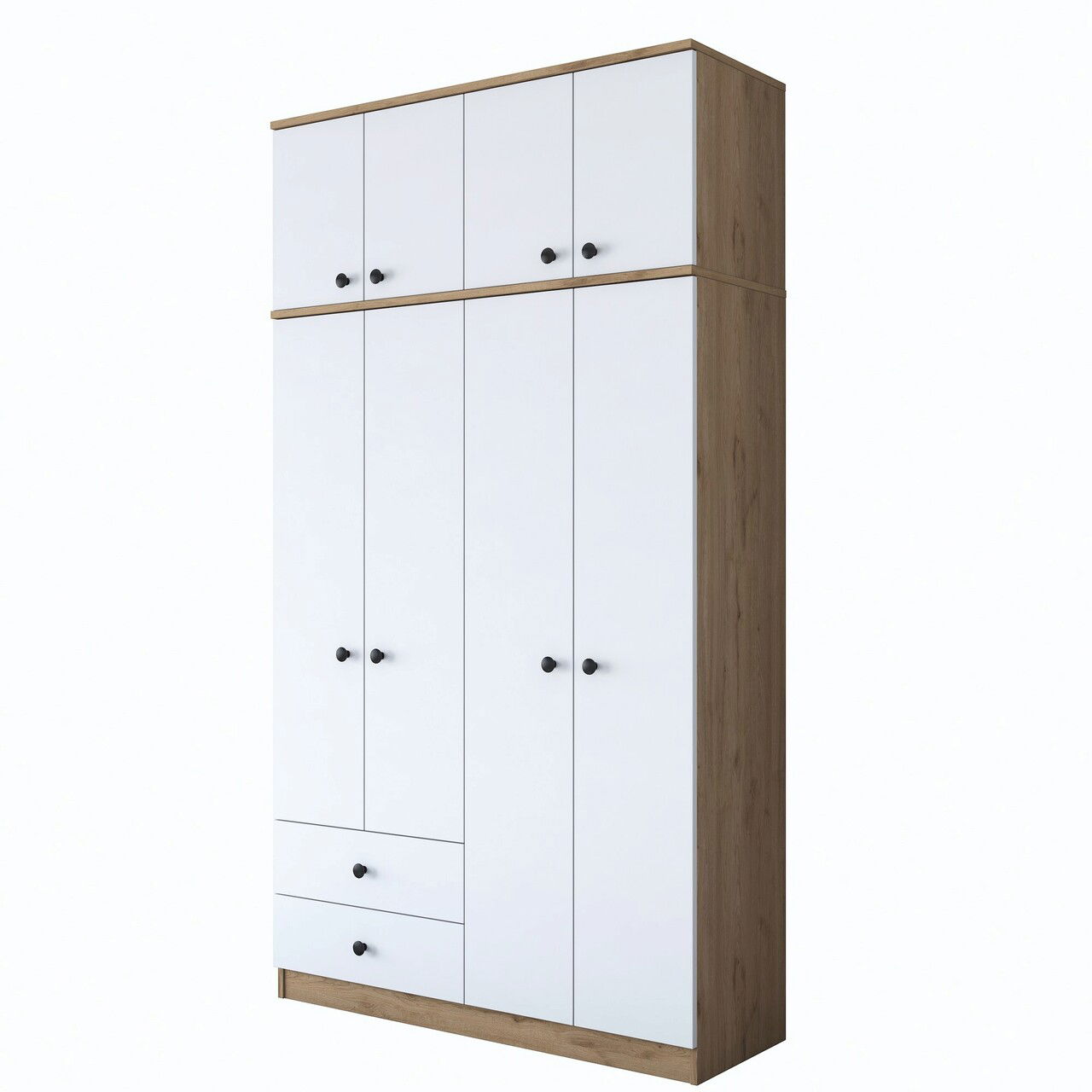 Dulap pentru haine, Rani, BA121, 120x216.8x42.5 cm, PAL, Nuc/Alb