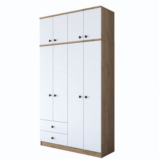 Dulap pentru haine, Rani, BA121, 120x216.8x42.5 cm, PAL, Nuc/Alb