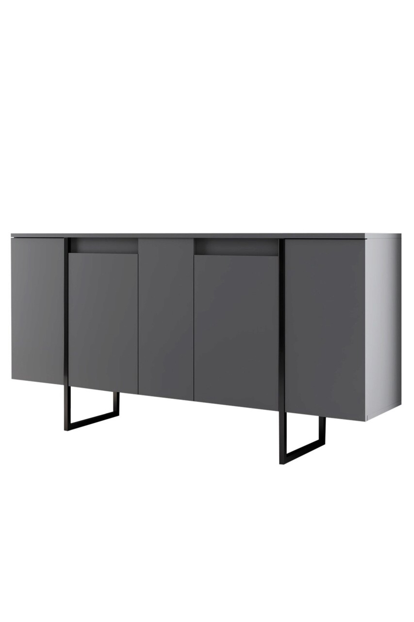 Consola, Bexley, Luxe, 160x35x80 cm, PAL, Antracit / Negru