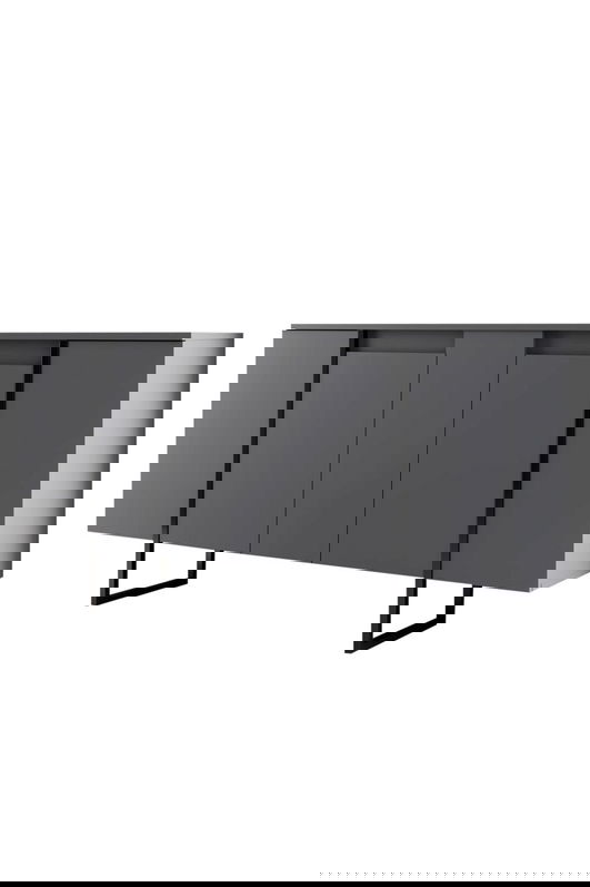 Consola, Bexley, Luxe, 160x35x80 cm, PAL, Antracit / Negru