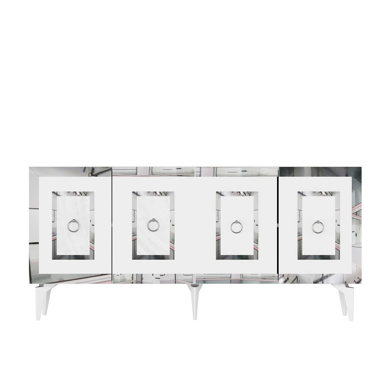 Consola, Olivia, Karya, 150x40x79 cm, PAL , Alb / Argintiu