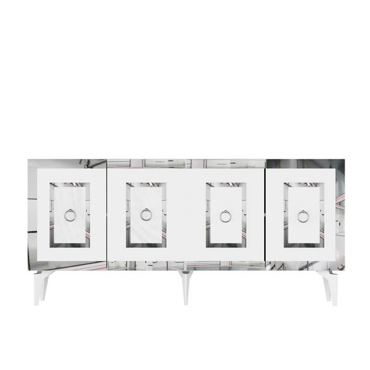 Consola, Olivia, Karya, 150x40x79 cm, PAL , Alb / Argintiu