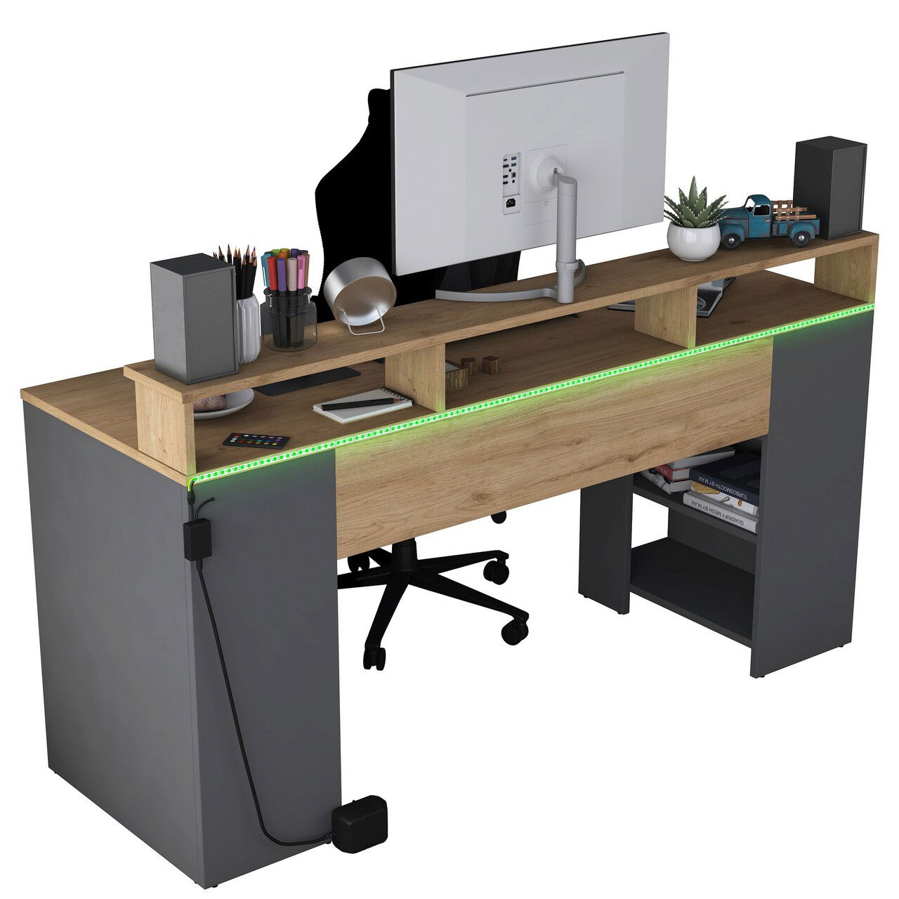 Birou, Rani, HA122, 160x89.5x55 cm, PAL, Nuc / Antracit