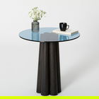 Masuta de cafea, Neostill, Thales, 50x50x50 cm, Sticla temperata, Negru/Albastru