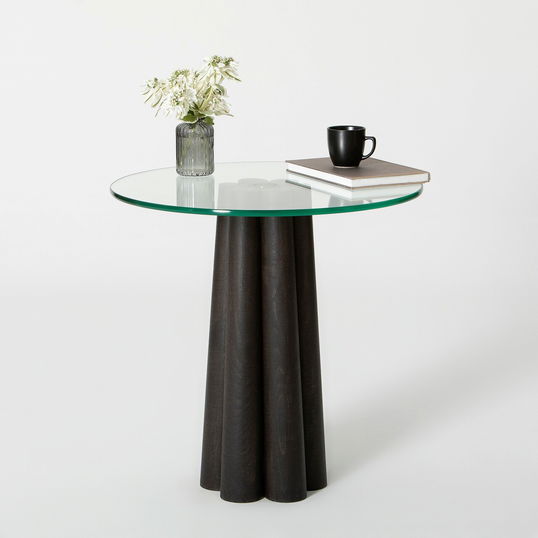 Masuta de cafea, Neostill, Thales, 50x50x50 cm, Sticla temperata, Transparent/Negru