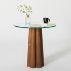 Masuta de cafea, Neostill, Thales, 50x50x50 cm, Sticla temperata, Nuc / Transparent
