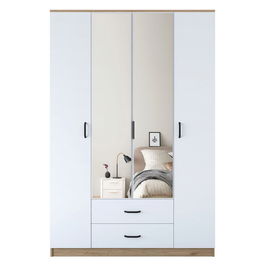 Dulap pentru haine, Rani, BA131, 210x210x51.5 cm, PAL, Nuc/Alb