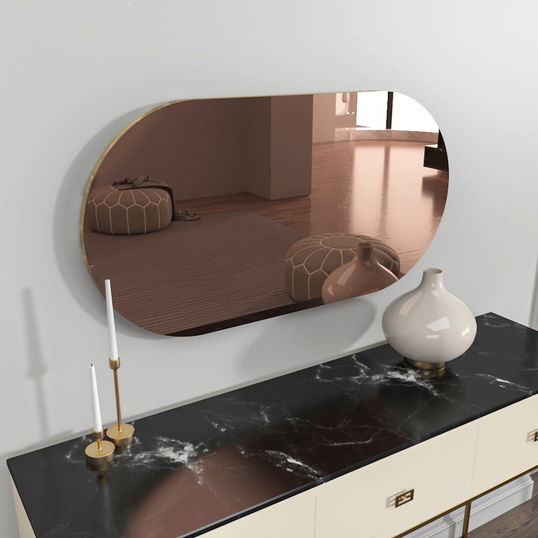 Oglinda decorativa, Siam, Riors, 45x85x2.2 cm, MDF , Bronz / Aur