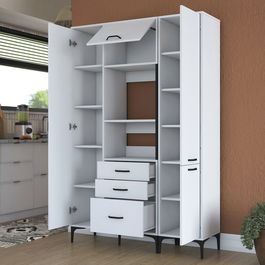 Dulap multifunctional, Rani, JE118, 130x198.6x40 cm, PAL, Alb
