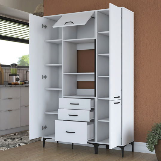 Dulap multifunctional, Rani, JE118, 130x198.6x40 cm, PAL, Alb