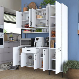 Dulap multifunctional, Rani, JE134, 160x198.6x40 cm, PAL, Alb
