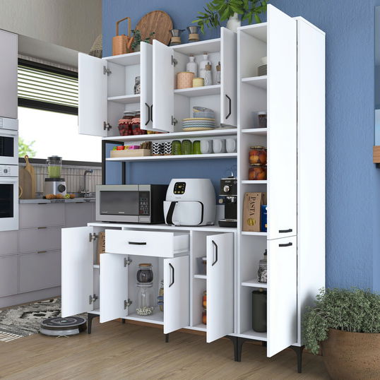 Dulap multifunctional, Rani, JE134, 160x198.6x40 cm, PAL, Alb