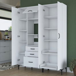 Dulap multifunctional, Rani, JE131, 150x198.6x40 cm, PAL, Alb