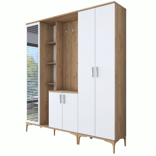 Cuier de perete, Rani, EA129, 180x198.6x37.5 cm, PAL, Nuc/Alb