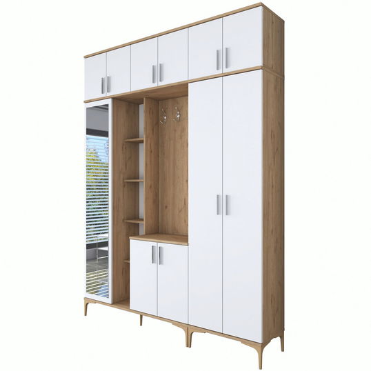 Cuier de perete, Rani, EA121, 180x240x37.5 cm, PAL, Nuc/Alb