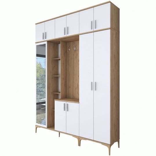 Cuier de perete, Rani, EA128, 180x240x37.5 cm, PAL, Nuc/Alb