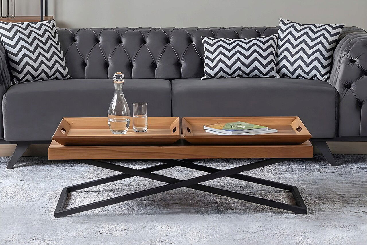 Masuta de cafea, Howard, Towly, 120x42x60 cm, MDF , Maro