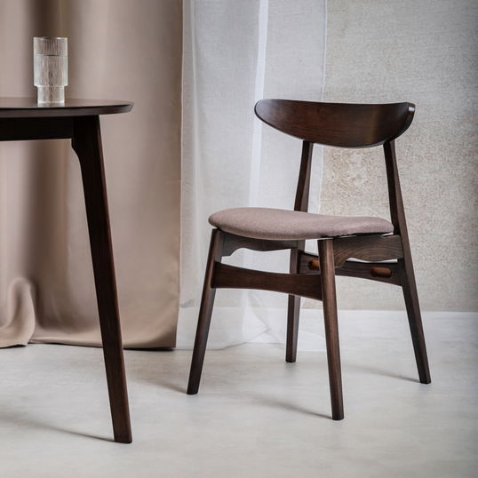 Scaun Eroso, Homla, 48x55.5x74.8 cm, poliester/lemn, maro inchis/bej