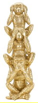 Figurina /sculptura decorativa Monkeys Tower, Mauro Ferretti, 10.5x30 cm, polirasina, auriu