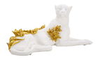 Figurina /sculptura decorativa Leopard, Mauro Ferretti, 53x21.5x24 cm, polirasina, alb/auriu