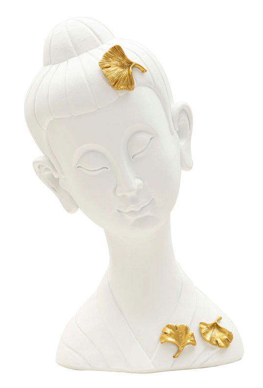 Figurina /sculptura decorativa Buddha -A, Mauro Ferretti, 21.5x16x35 cm, polirasina, alb/auriu