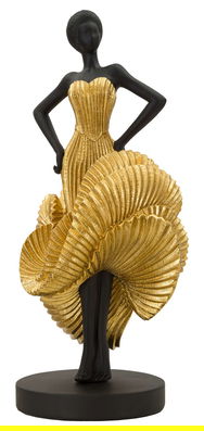 Figurina /sculptura decorativa Fashion Dancing Woman, Mauro Ferretti, 16.5x15x36 cm, polirasina, negru/auriu