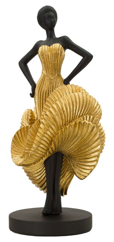 Figurina /sculptura decorativa Fashion Dancing Woman, Mauro Ferretti, 16.5x15x36 cm, polirasina, negru/auriu
