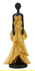 Figurina /sculptura decorativa Fashion Gold Woman, Mauro Ferretti, 14.5x10x33 cm, polirasina, negru/auriu