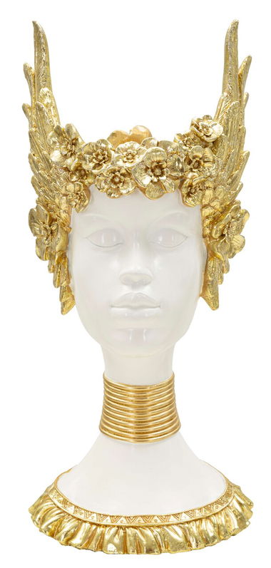 Figurina /sculptura decorativa Athena, Mauro Ferretti, 17.5x17x38 cm, polirasina, alb/auriu