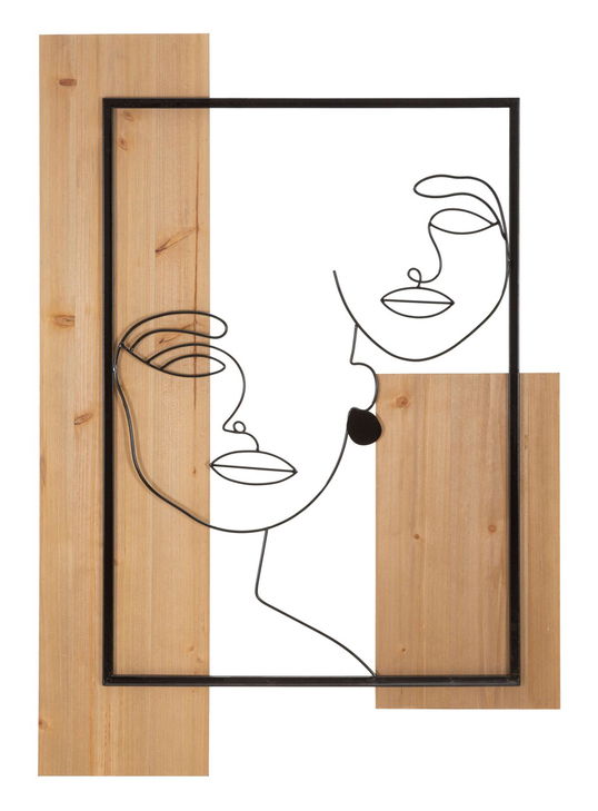 Decoratiune de perete Faces, Mauro Ferretti, 63x90 cm, fier/MDF, negru/maro