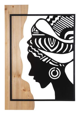 Decoratiune de perete Tribal, Mauro Ferretti, 53x80 cm, fier/MDF, negru/maro