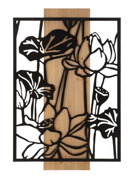 Decoratiune de perete Lotus, Mauro Ferretti, 60x90 cm, fier/MDF, negru/maro