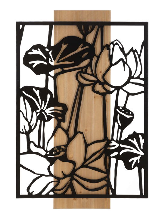 Decoratiune de perete Lotus, Mauro Ferretti, 60x90 cm, fier/MDF, negru/maro