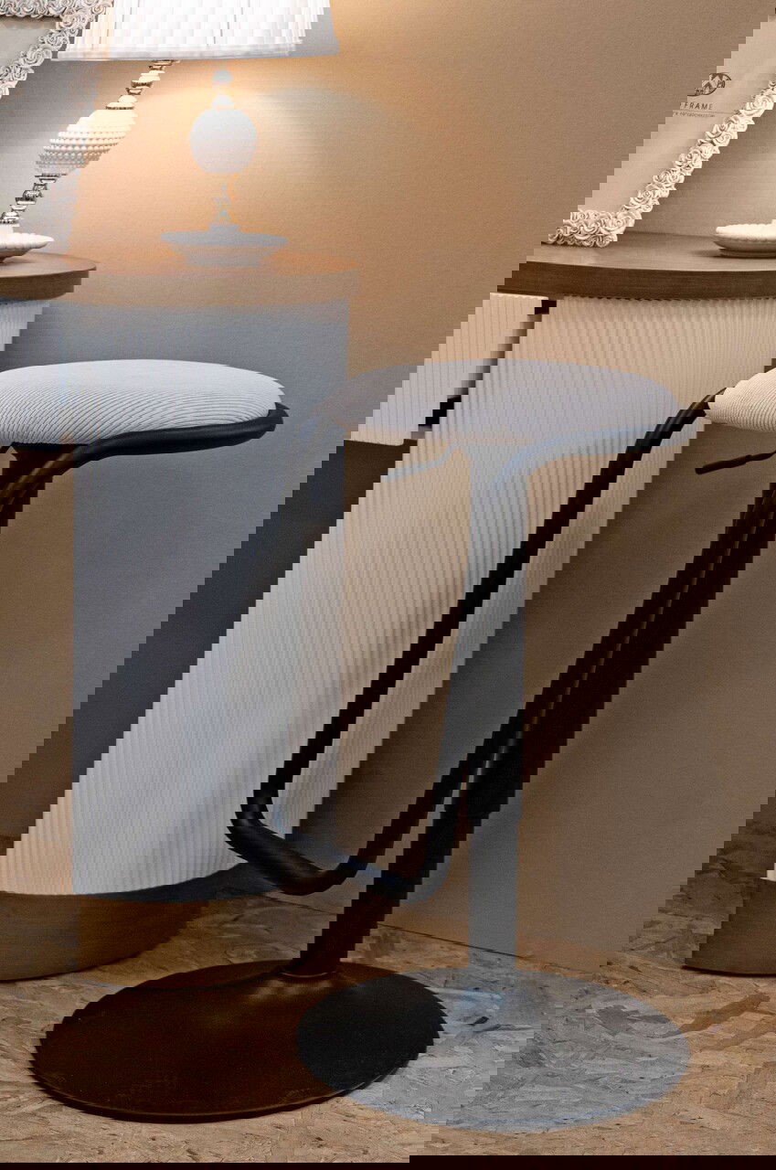Scaun de bar Destiny, Mauro Ferretti, 41x61 cm, inaltime reglabila, fier/poliester, negru/alb