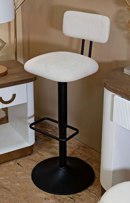 Set 2 scaune de bar Lift High White, Mauro Ferretti, 41x47.5x85 cm, inaltime ajustabila, fier/poliester, negru/alb