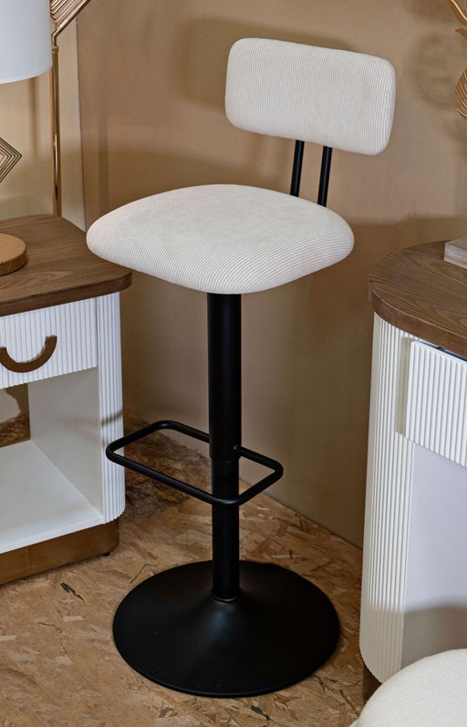 Set 2 scaune de bar Lift High White, Mauro Ferretti, 41x47.5x85 cm, inaltime ajustabila, fier/poliester, negru/alb