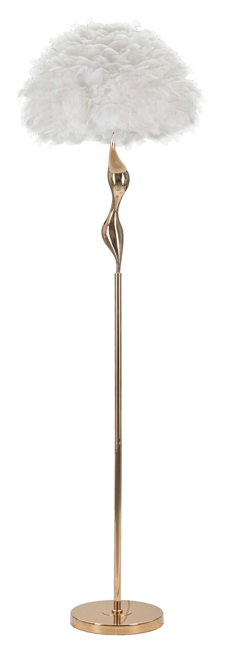 Lampadar Slim, Mauro Ferretti, 1 x E27, 40W, 50x165 cm, fier/textil, auriu/alb