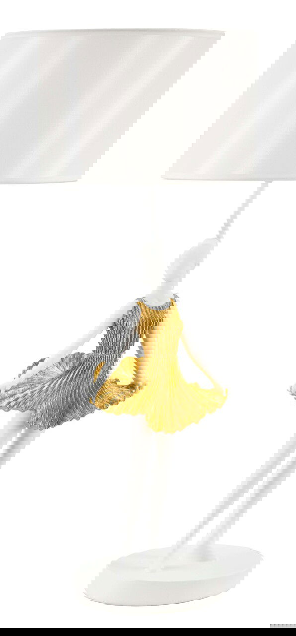 Lampa de masa Dancer, Mauro Ferretti, 1 x E27, 40W, 30x90.5 cm, polirasina/fier, auriu/alb