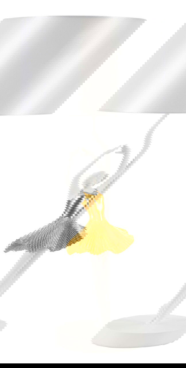 Lampa de masa Dancer, Mauro Ferretti, 1 x E27, 40W, 28x64 cm, polirasina/fier, auriu/alb