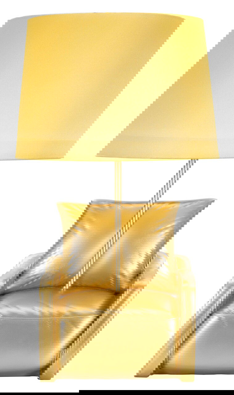 Lampa de masa Midcentury, Mauro Ferretti, 1 x E27, 40W, 26x46 cm, polirasina/fier, auriu
