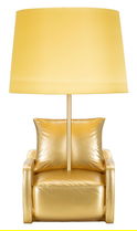 Lampa de masa Midcentury, Mauro Ferretti, 1 x E27, 40W, 26x46 cm, polirasina/fier, auriu