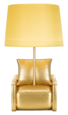 Lampa de masa Midcentury, Mauro Ferretti, 1 x E27, 40W, 26x46 cm, polirasina/fier, auriu
