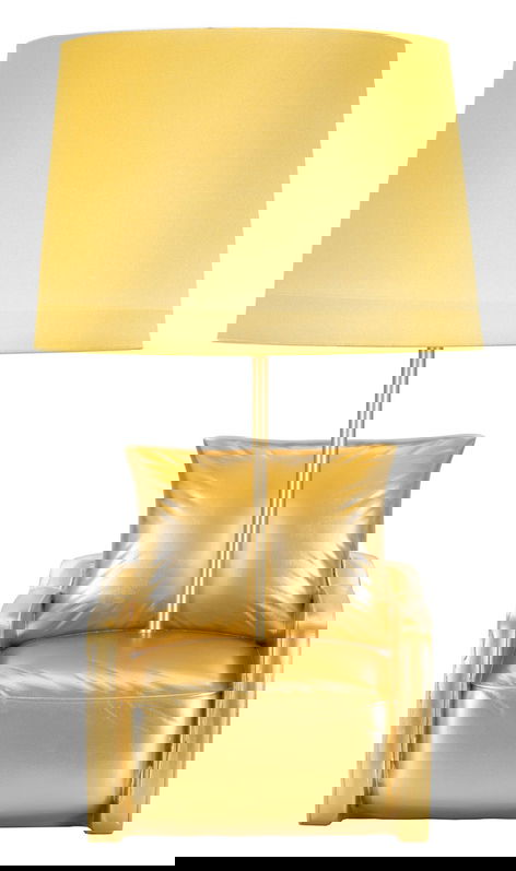 Lampa de masa Midcentury, Mauro Ferretti, 1 x E27, 40W, 26x46 cm, polirasina/fier, auriu