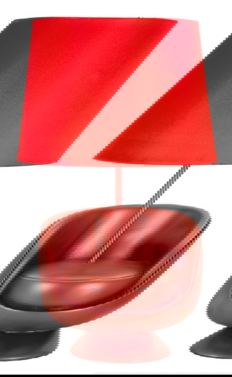 Lampa de masa Midcentury, Mauro Ferretti, 1 x E27, 40W, 26x43 cm, polirasina/fier, rosu