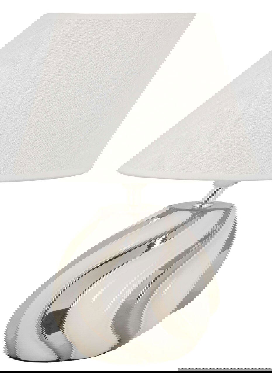 Lampa de masa Shiney, Mauro Ferretti, 1 x E27, 40W, 30x42 cm, ceramica/fier, alb/argintiu