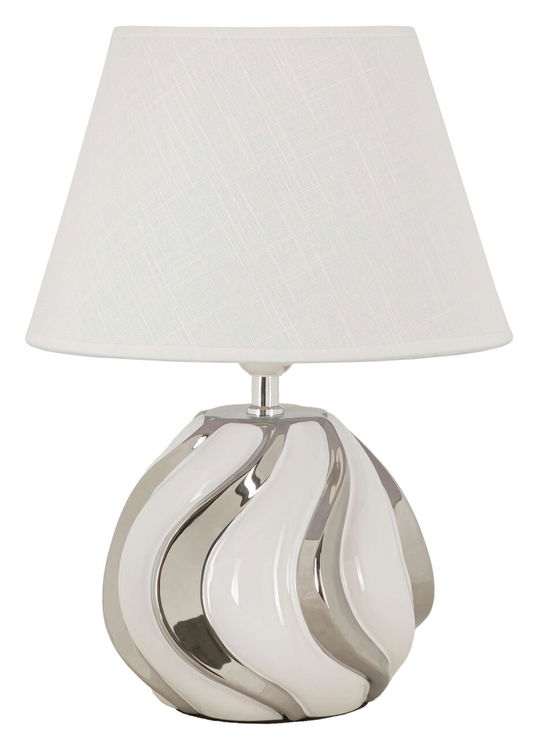 Lampa de masa Shiney, Mauro Ferretti, 1 x E27, 40W, 30x42 cm, ceramica/fier, alb/argintiu
