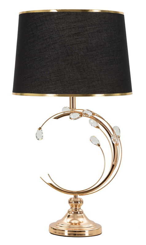 Lampa de masa Bruxelles, Mauro Ferretti, 1 x E27, 40W, 36x65 cm, fier/sticla, negru/auriu