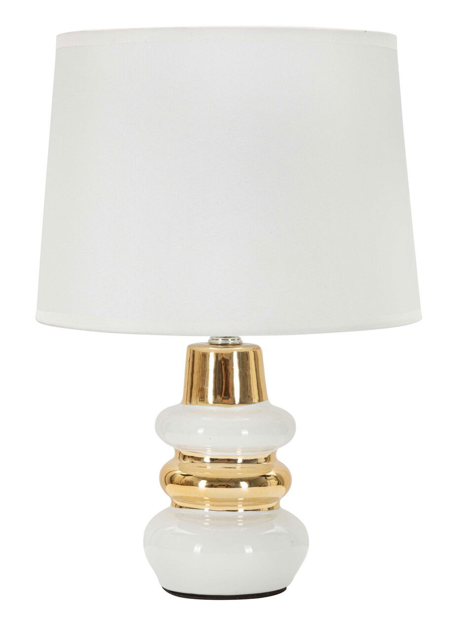Lampa de masa Liara, Mauro Ferretti, 1 x E14, 40W, 23x32 cm, ceramica/fier, alb/auriu